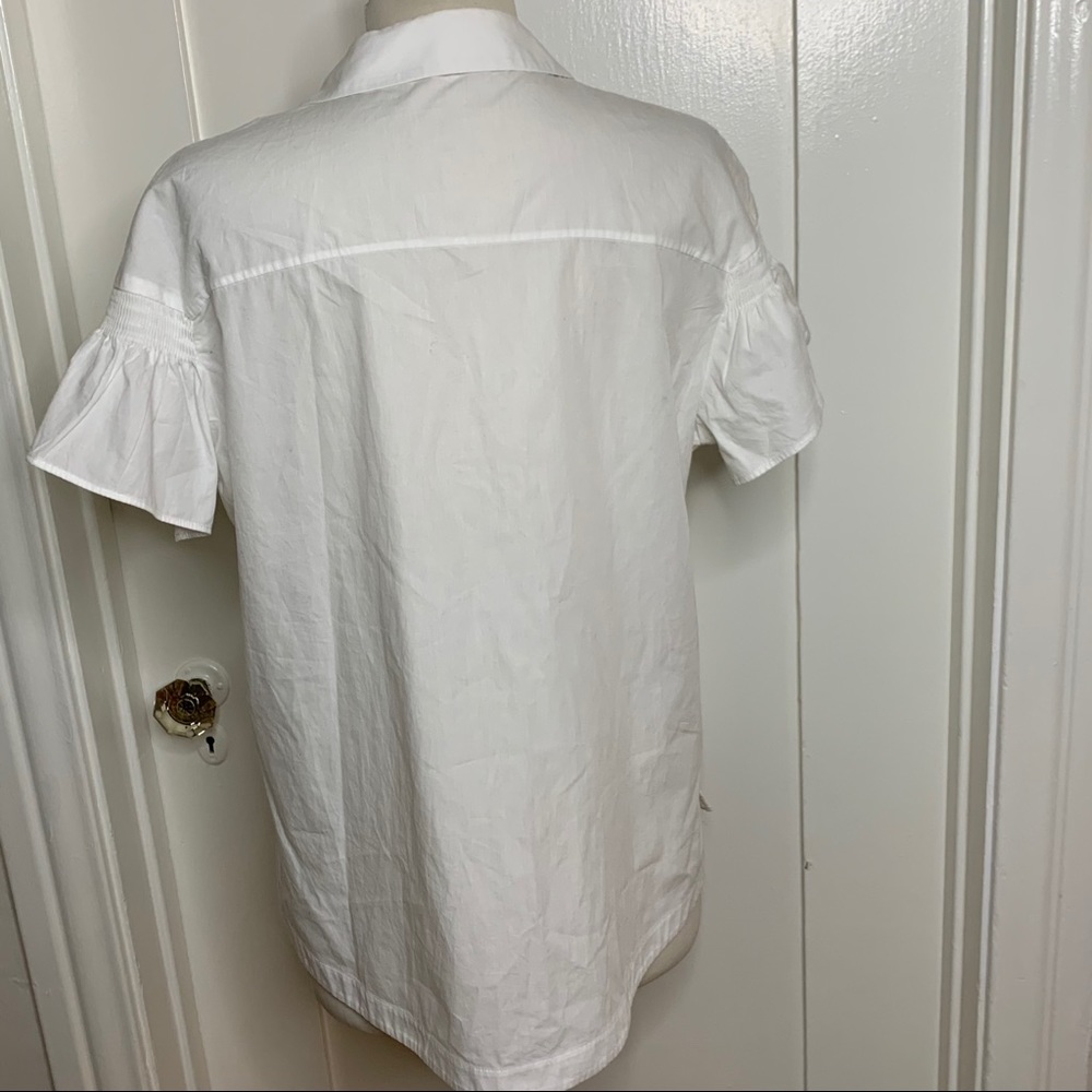 Whistles Short Flutter Sleeve Button Front Shirt - image 4